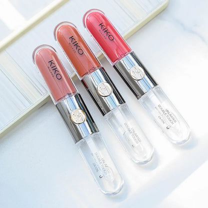 Nuovo Rossetto a Doppia Punta Kiko Milano Edizione Limitata, Lucidalabbra Trasparente Effetto Specchio, Lucidalabbra a Lunga Tenuta, Lucidalabbra Sexy e Intenso, Trucco per Labbra
