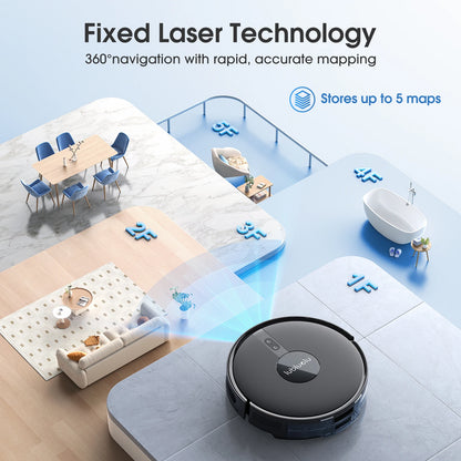 Lubluelu B40 Robot Aspirapolvere e Lavapavimenti, Aspirazione Potente 5800Pa, 180 Minuti di Autonomia, Controllo APP, Mappatura Intelligente, 34 Zone Proibite