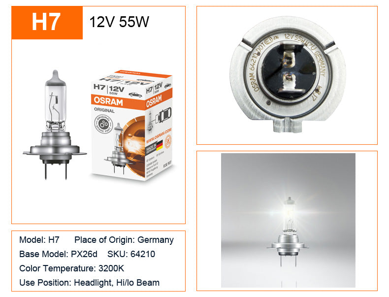 OSRAM 10 pz H4 H7 H11 HB3 HB4 Lampada Originale 3200 K Luce Frontale H8 H9 H16 9005 9006 Lampade Auto Lampadine Alogene Made in Germany USA