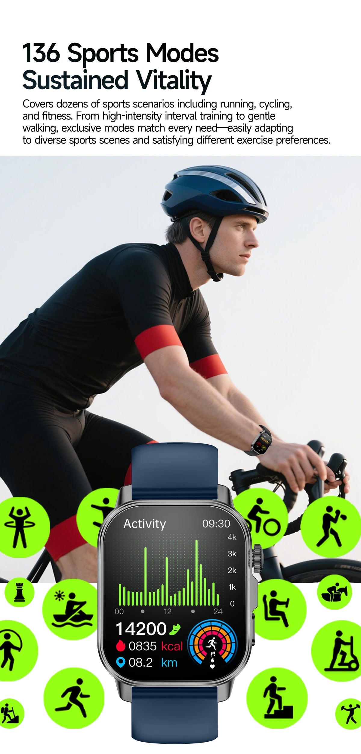 Nuovo Smartwatch per Uomo con Diagnosi ECG Accurata, Misurazione di Pressione Sanguigna, Ossigeno nel Sangue, Grasso nel Sangue, Acido Urico, Temperatura, Chiamate Bluetooth