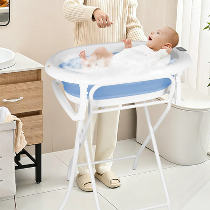 Vasca da bagno pieghevole per neonati con supporto – Vasca da bagno XXL per neonati con supporto, termometro 2.0, sedile da bagno e sistema di drenaggio – Perfetta per la doccia – Dalla nascita ai 3 anni – Ideale come