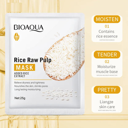 30 pz BIOAQUA Polpa Cruda di Riso Sbiancamento Maschere Per Il Viso Idratante Idratante Anti Rughe Anti-età Maschera Per Il Viso Lenzuola Cura Della Pelle