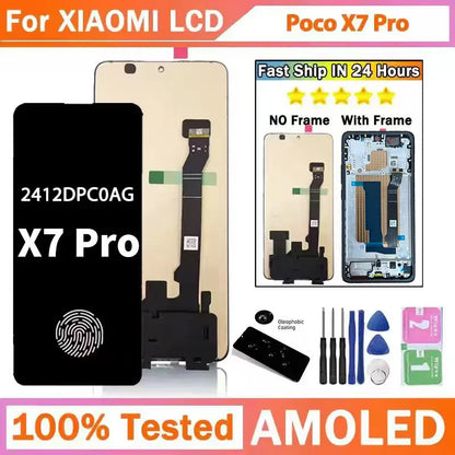 6.67 "AMOLED Per Xiaomi Poco X7 Pro Display Lcd Touch Screen Digitizer Assembly di Ricambio Per PocoX7 Pro 2412DPC0AG Display
