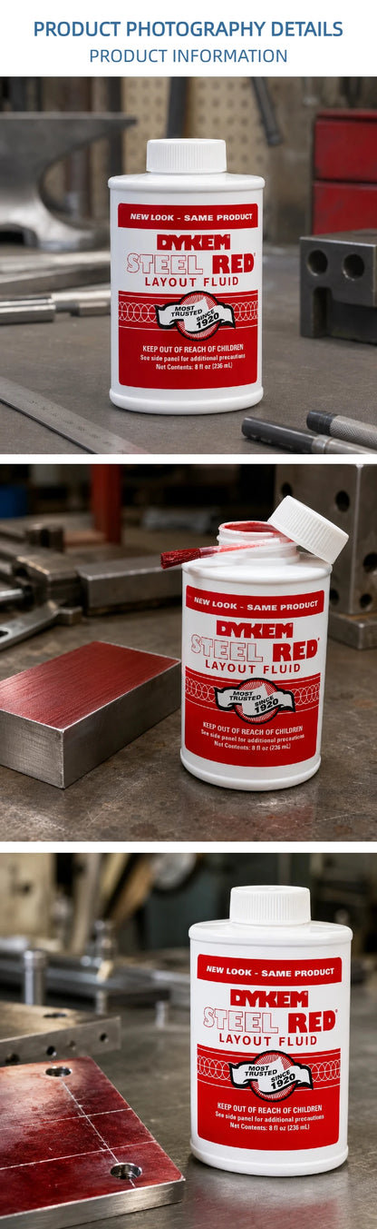 DYKEM 80496 Rosso Acciaio Fluido per Marcatura Metallo, Inchiostro a Rapida Asciugatura per Utensili CNC 8oz 236ml