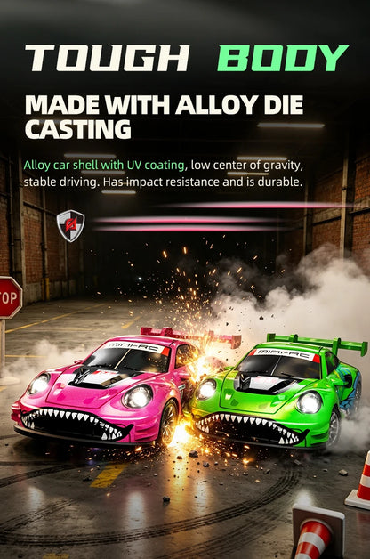 Auto RC da Drift ad Alta Velocità 1/64 con Luci, Auto Telecomandata 4WD 2.4G, Mini Auto da Corsa da Scrivania, Modellino in Scala, Giocattolo Regalo per Ragazzi