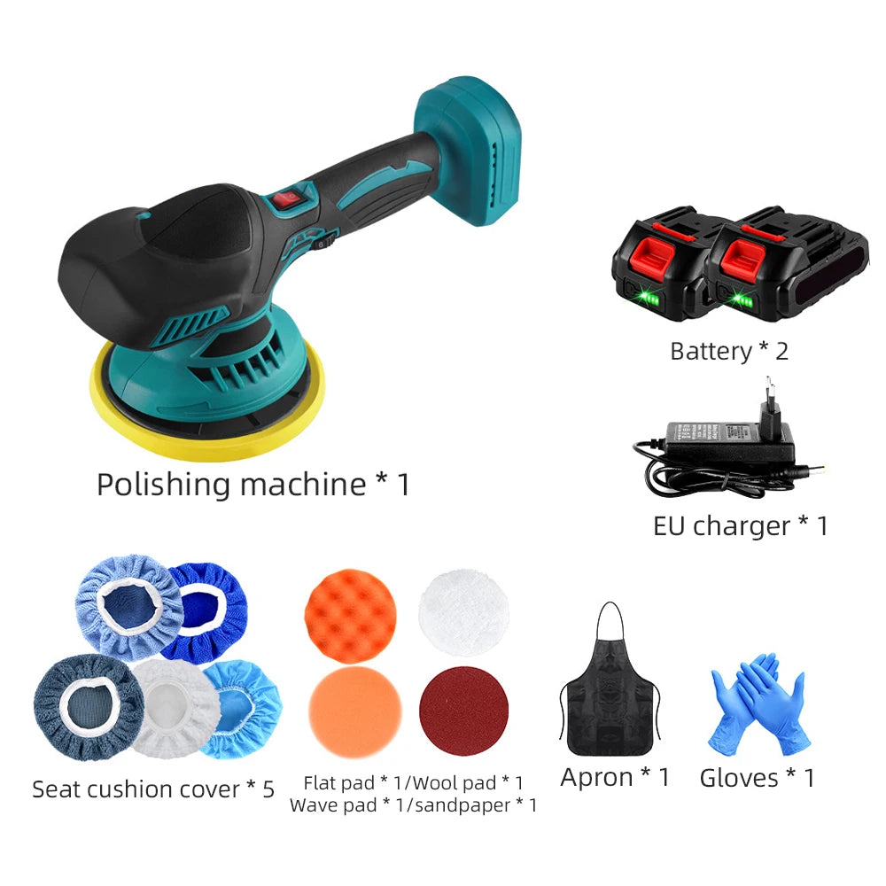 Lucidatrice elettrica per auto, 2500-7000 giri/min, strumento per lucidatura elettrica, 6 velocità, senza fili, macchina per lucidatura auto, compatibile con batteria Makita 21V