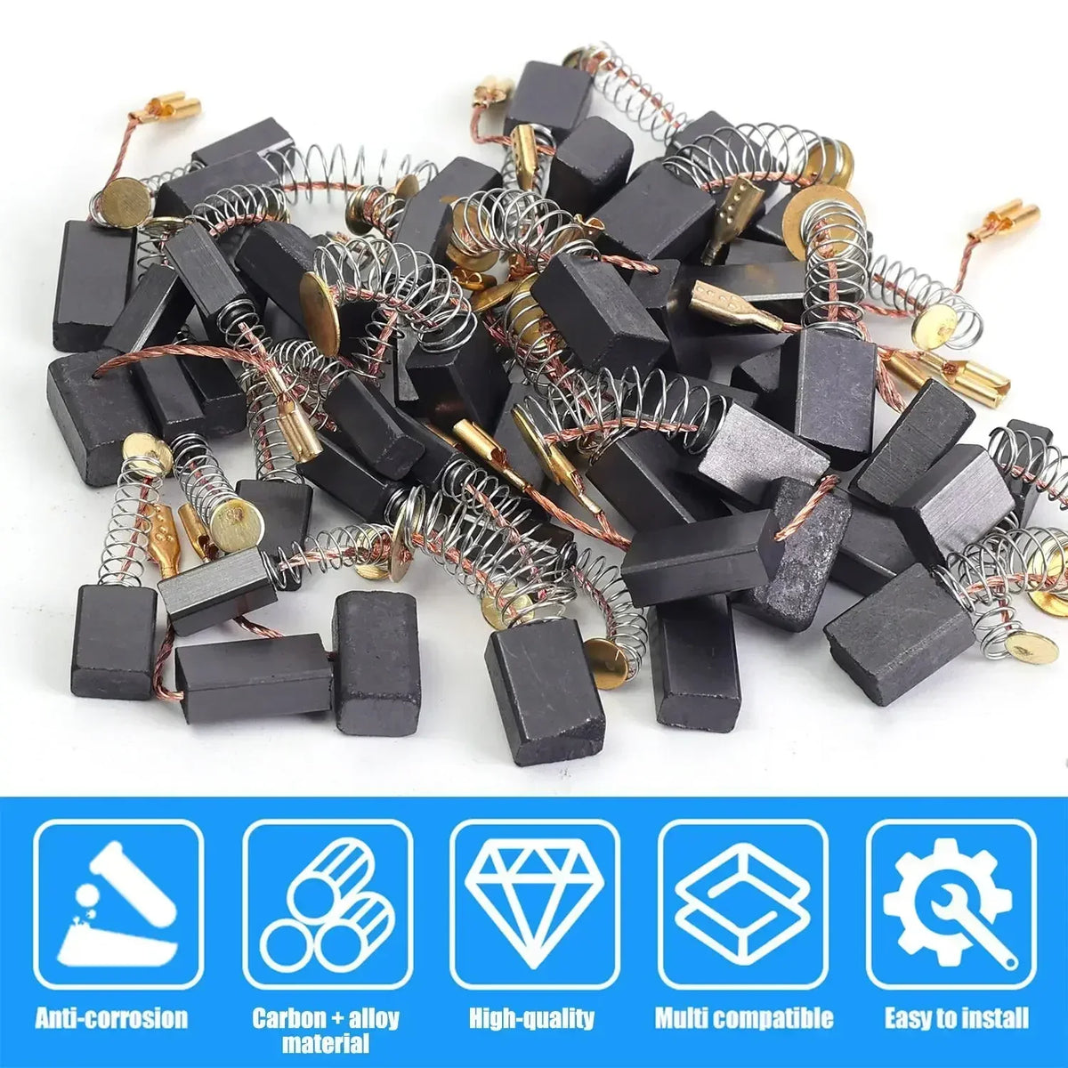 Kit di Sostituzione Spazzole di Carbone per Motore Elettrico, Riparazione Spazzole di Carbone per Utensili Elettrici come Motoseghe, Macchine da Taglio, Martelli e Smerigliatrici Angolari