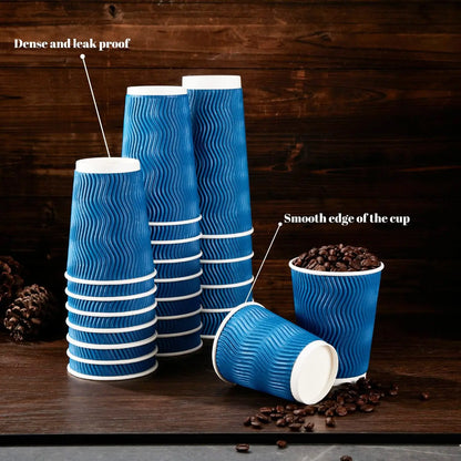 Bicchieri da Caffè Usa e Getta da 12OZ, Bicchieri di Carta Isolati con Parete Ondulata in Kraft per Bevande Calde o Tè, Acqua Calda