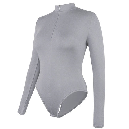 Body con colletto alla coreana con cerniera Donna Manica lunga Spazzolato Abiti invernali con fondo Sexy Streetwear Body Shaper Body pancia piatta