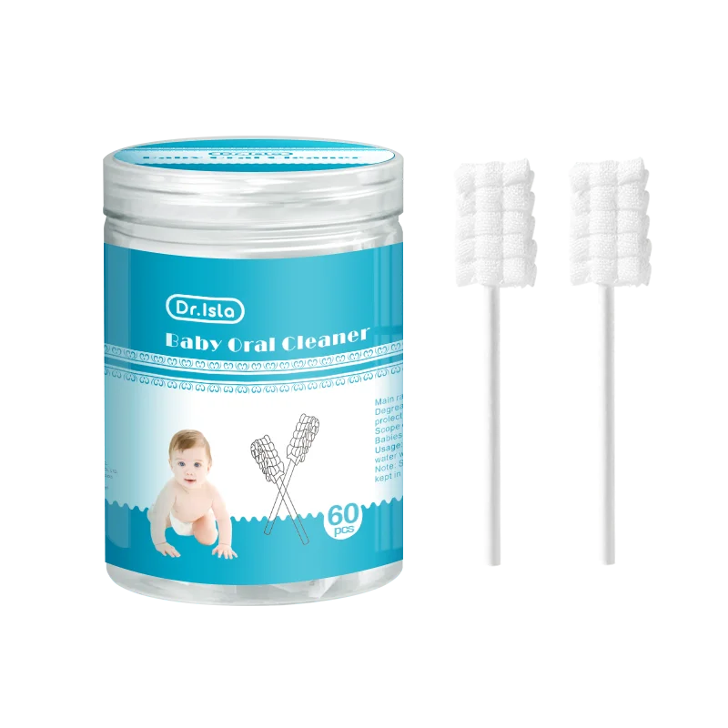 MAMIJOY 30/60pcs Bastone per la pulizia orale del bambino Detergente usa e getta Denti al latte Garza Spazzolino da denti Lavaggio della lingua del bambino Igiene orale neonato