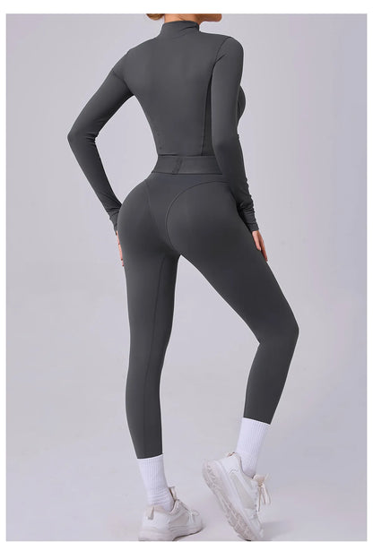 Tuta da donna Set da yoga Tuta intera Pagliaccetti femminili Abbigliamento da yoga ad asciugatura rapida Tute da allenamento Tuta sportiva a maniche lunghe