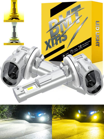 BMTxms 2PCS H27 881 H27W H27W2 LED Fendinebbia 20000LM 40W Per Hyundai Ssangyong Daewoo KIA Lampadina per auto 6500K Bianco 3000K Giallo