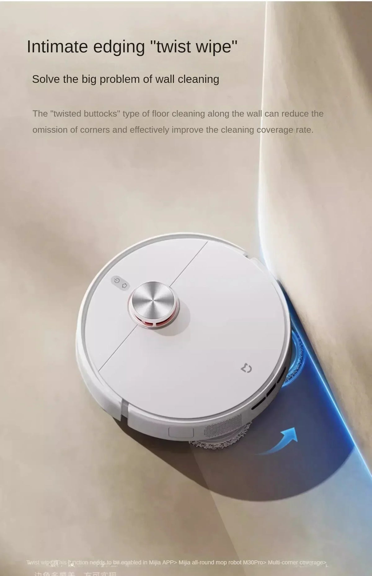 Nuovo robot aspirapolvere Xiaomi Mijia M30 Pro, potente e multifunzione, con funzione di taglio dei capelli integrata e sistema anti-groviglio.