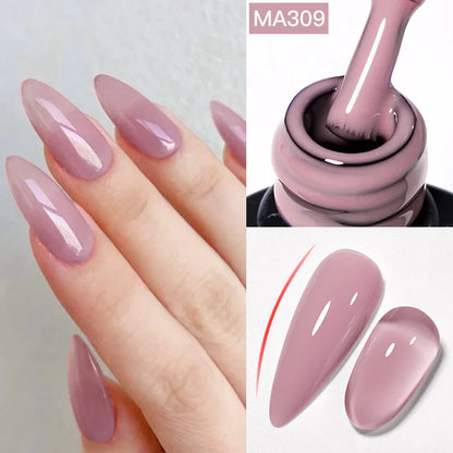 MEET ACROSS 7ml Gelatina Nuda Shimmer Base in gomma Gel Glitter Rosa Viola UV/LED Nail Art Vernis Gel Smalto per manicure Unghie FAI DA TE