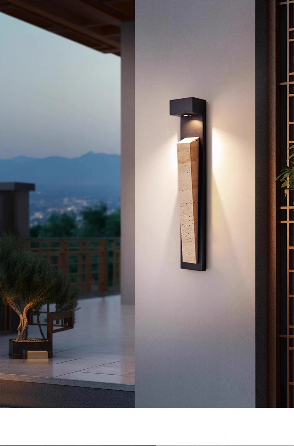 Lampada da Parete per Esterni in Pietra Naturale IP65 Resistente alle Intemperie, Illuminazione Impermeabile per Giardino, Portico, Balcone, Villa e Patio