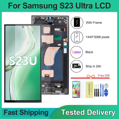 S23 Ultra Assemblea di Schermo per Samsung S23 Ultra S918 SM-S918B SM-S918U Display LCD Touch Screen Digitale Con Sostituzione del Telaio