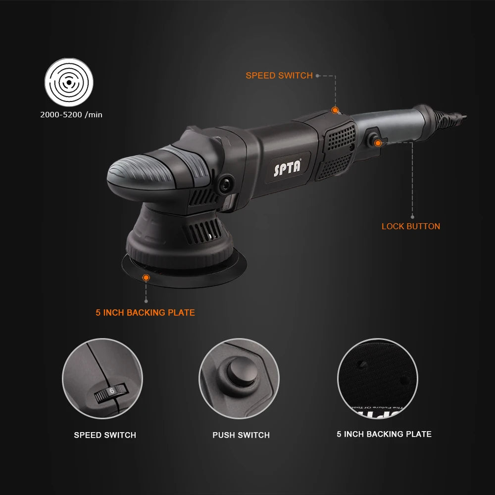 SPTA 5 pollici/125mm Set di lucidatrici a doppia azione lucidatrice elettrica tampone Waxer con cuscinetti in spugna per spazzole di pulizia