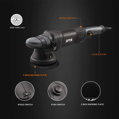 SPTA 5 pollici/125mm Set di lucidatrici a doppia azione lucidatrice elettrica tampone Waxer con cuscinetti in spugna per spazzole di pulizia