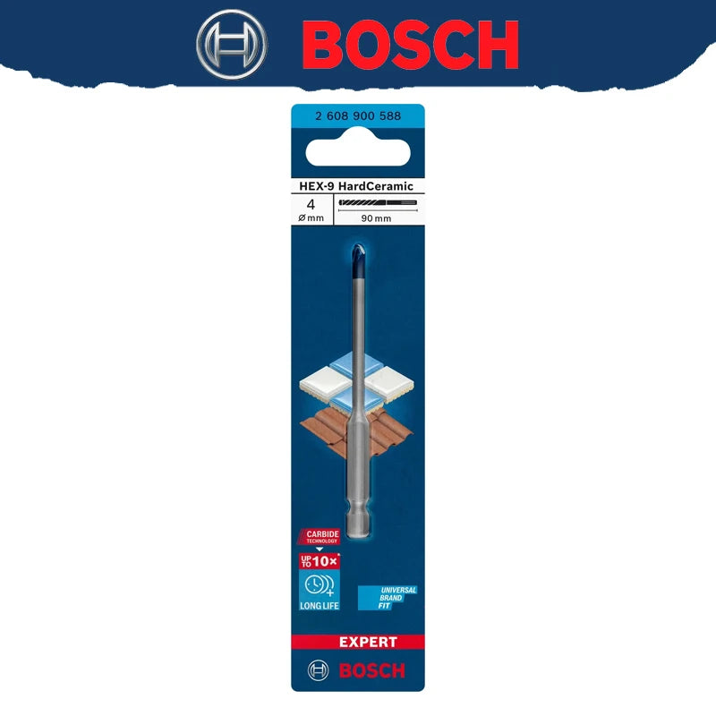 BOSCH EXPERT HEX-9 Punta da trapano in ceramica dura 10X Lunga durata Punta da trapano per pietra in materiale ad alta durezza 2608900590 2608900588