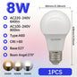 1-10 Pezzi Lampadine LED 8W AC 110V 220V E27, Illuminazione Calda e Diurna, RA80, per Casa, Lampade di Alta Qualità