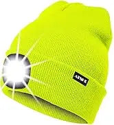 Cappello Illuminato Berretto,USB Ricaricabile Cappello da Corsa 4 LED Impermeabile Luce Invernale Calda Lampada Frontale Regali per Uomo e Donna