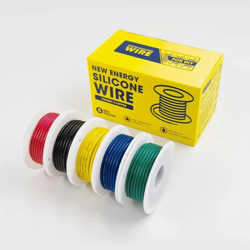 Cavo flessibile in silicone 30/28/26/24/22/20/18/16 AWG, cavo a trefoli, fili elettrici in rame stagnato