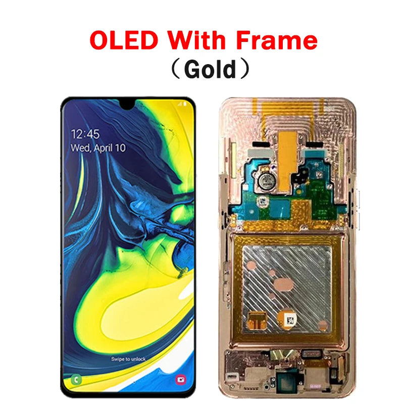 Display LCD Super AMOLED per Samsung A80 A805 A805F, gruppo digitalizzatore touchscreen con sensore di impronte digitali per Samsung A90 LCD