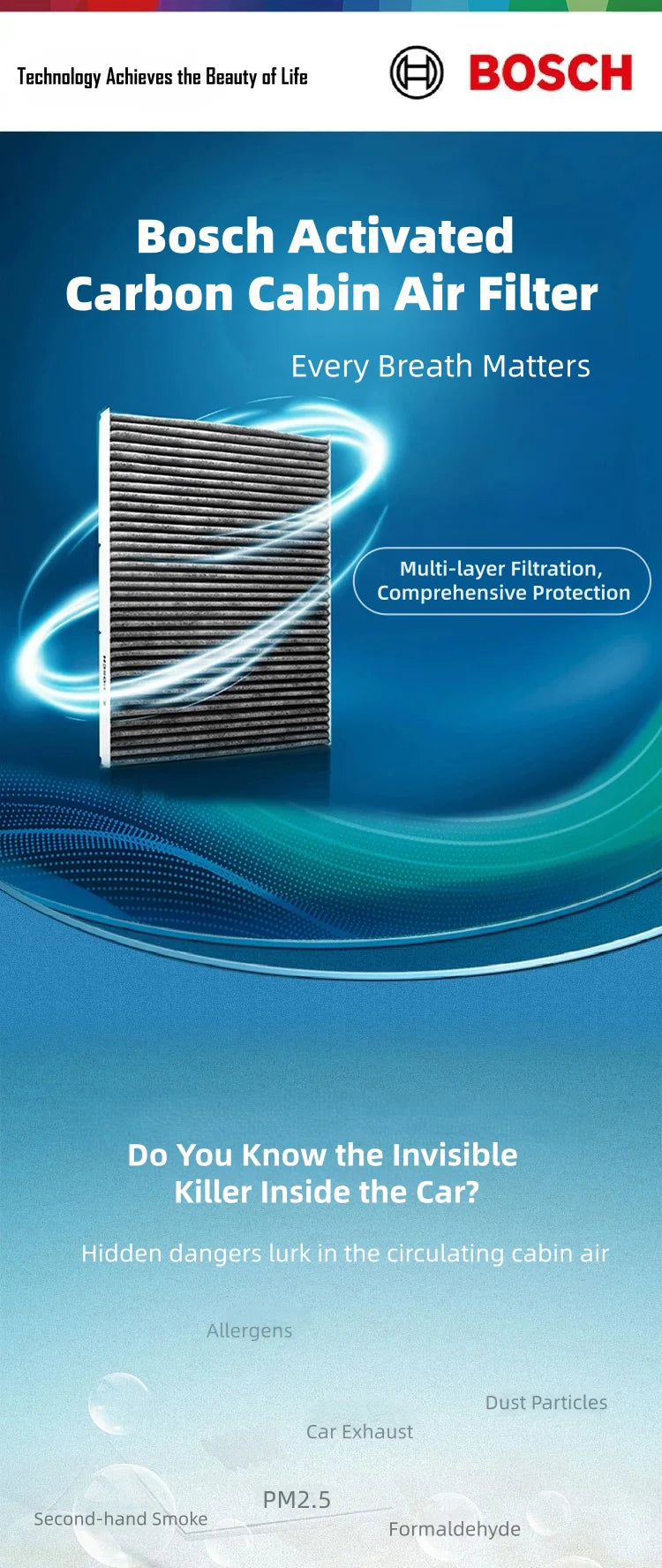Filtro abitacolo attivato Bosch AF4257 per Opel/Vauxhall Astra Insignia Meriva; per Chevrolet Cruze Captiva【OE:1808246,52420930】