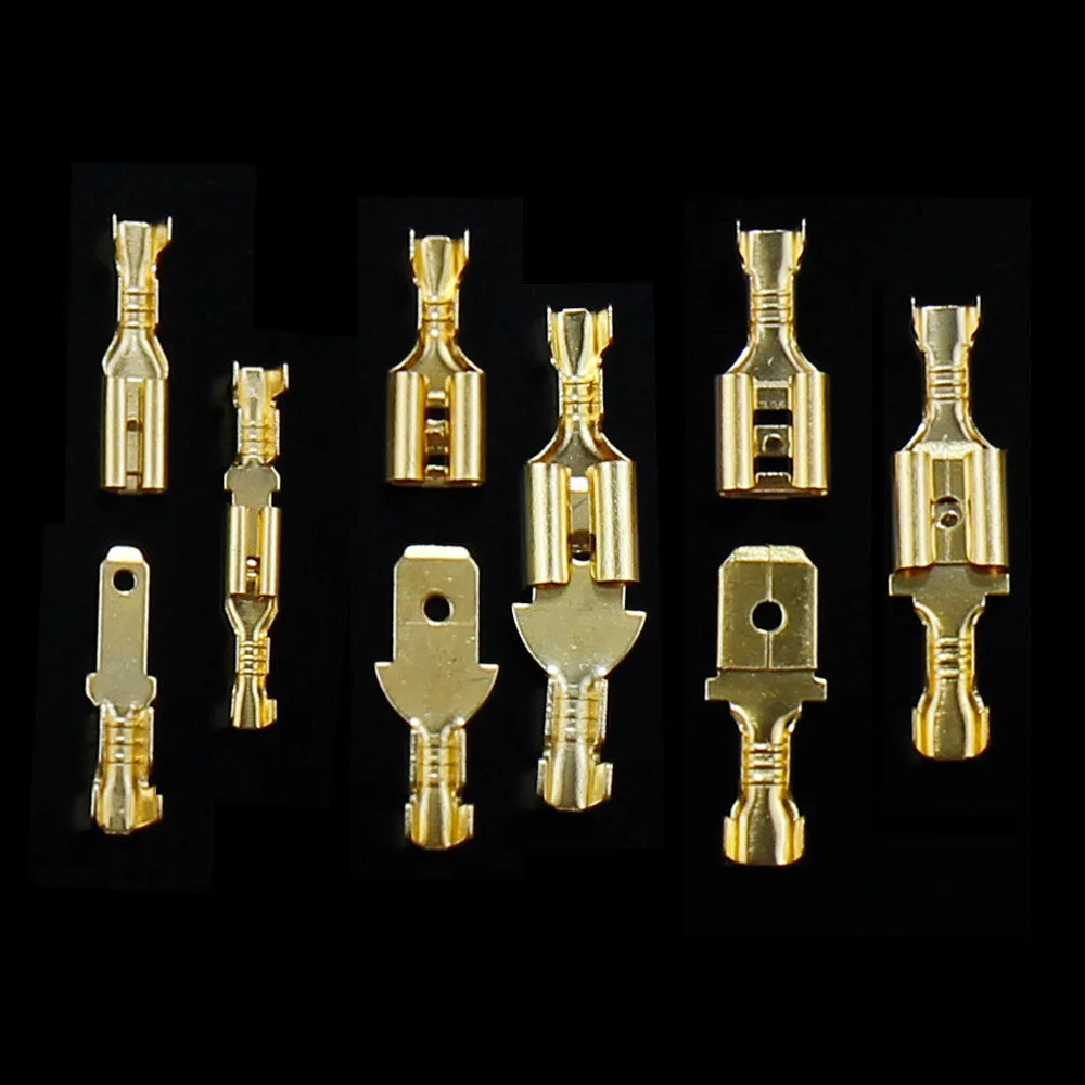Set di terminali a crimpare per cavi da 2,8/4,8/6,3 mm, connettori a spina maschio e femmina in rame con manicotto isolante, scatola per connettori elettrici