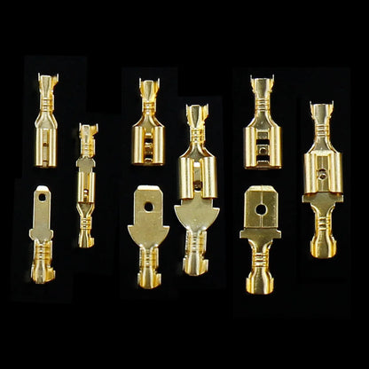Set di terminali a crimpare per cavi da 2,8/4,8/6,3 mm, connettori a spina maschio e femmina in rame con manicotto isolante, scatola per connettori elettrici