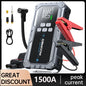 Avviatore di Emergenza Portatile per Auto 1500A, Compressore d'Aria 150PSI 26800mAh/21800mAh, Power Bank con Pompa d'Aria per Gonfiaggio Pneumatici, Avviatore di Emergenza per Auto, Avvia Rapidamente l'Auto, Ingresso/Uscita U