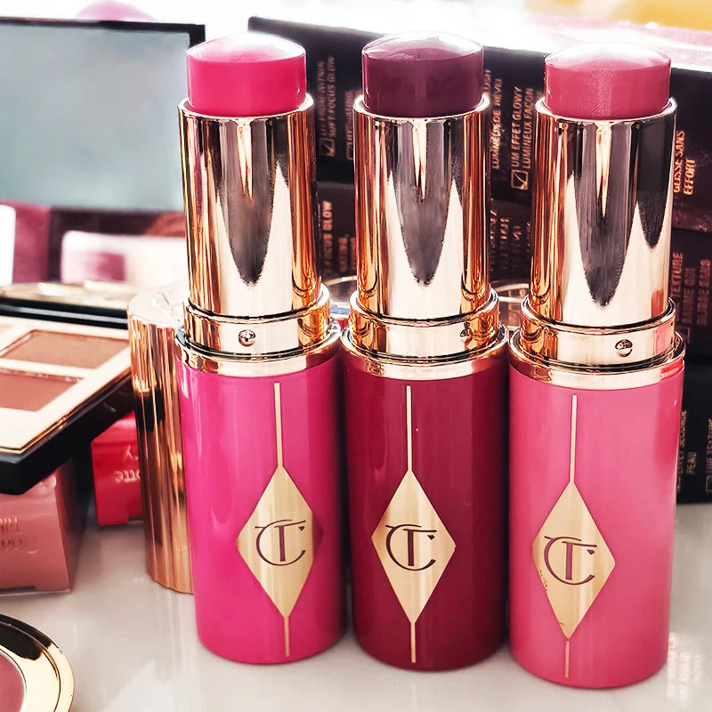 Rossetto in stick Charlotte New Pink Diamond Gold, fard in polvere colorato, lucidalabbra alla frutta, 4 colori, cosmetici portatili Tilbury