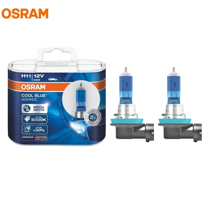 OSRAM Cool Blue Advance H4 H7 H9 H11 12V 5000K Bianco puro H1 H3 HB3 HB4 Xenon Look Auto Lampade alogene Faro originale