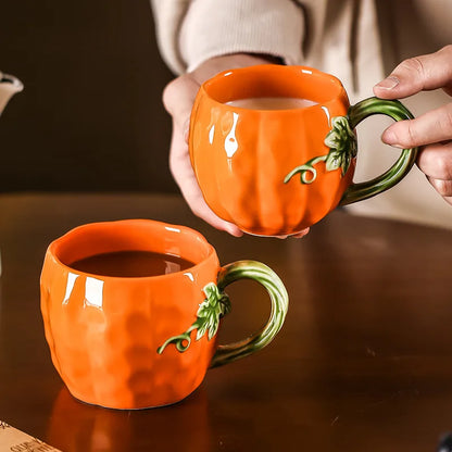 Tazza a Forma di Zucca Carina, Tazze Realistiche a Forma di Zucca, Stoviglie in Porcellana, Utensili per Bere, Tazze da Caffè, Tazze per il Tè Pomeridiano