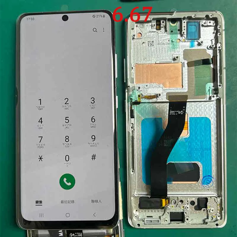 Display LCD AMOLED G998 per Samsung S21 Ultra 5G G998U, Schermo Touch con Digitalizzatore per Samsung S21 Ultra G998B con Cornice