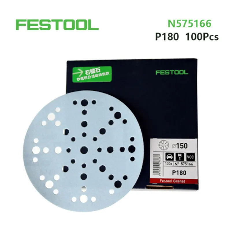 10 PZ Originale Tedesco FESTOOL Azzurro Granato Carta Vetrata Secca 6 48 Fori Circolare Abrasivo Automotive Falegname