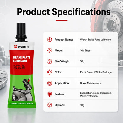 Lubrificante per Freni Wurth 10g, Grasso Resistente al Calore per Pinze Freno, Perni Guida, Pistoni, Uso Automobilistico