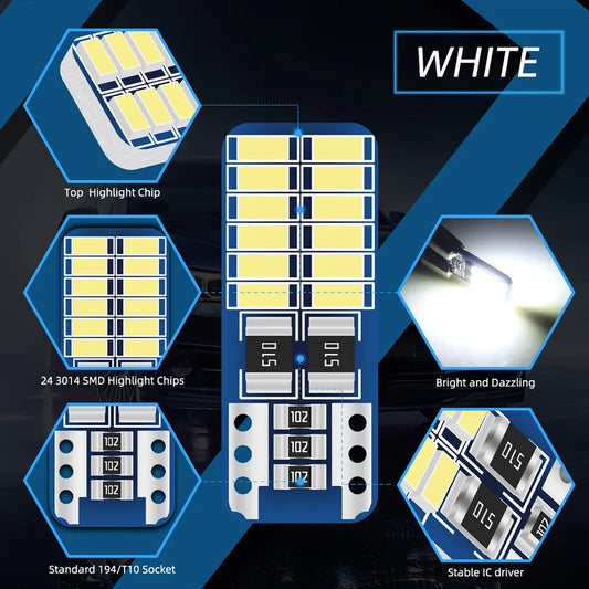 Lampadine LED W5W T10 per Interni Auto 10/20/50x, Senza Errori Canbus, Luci di Posizione 194 168, Illuminazione Abitacolo, Luci di Lettura
