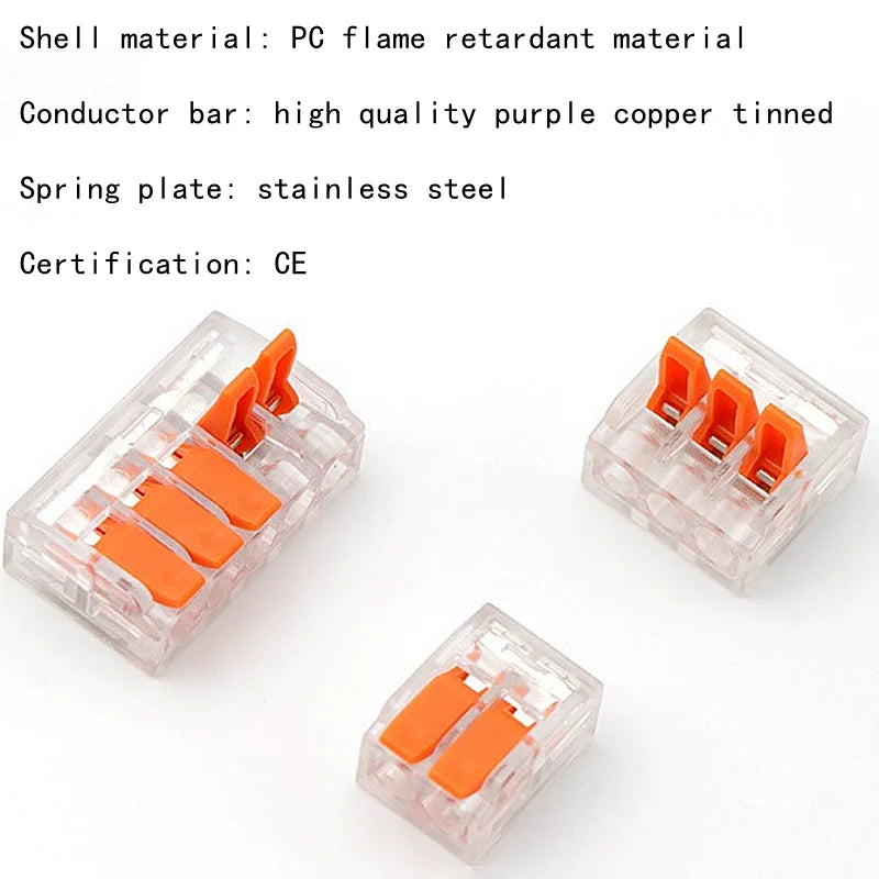 Terminali plug-in rapidi di tipo universale arancione da 10-75 pezzi, connettori per apparecchiature elettriche, terminali per connettori per cavi, 250 V/32 A