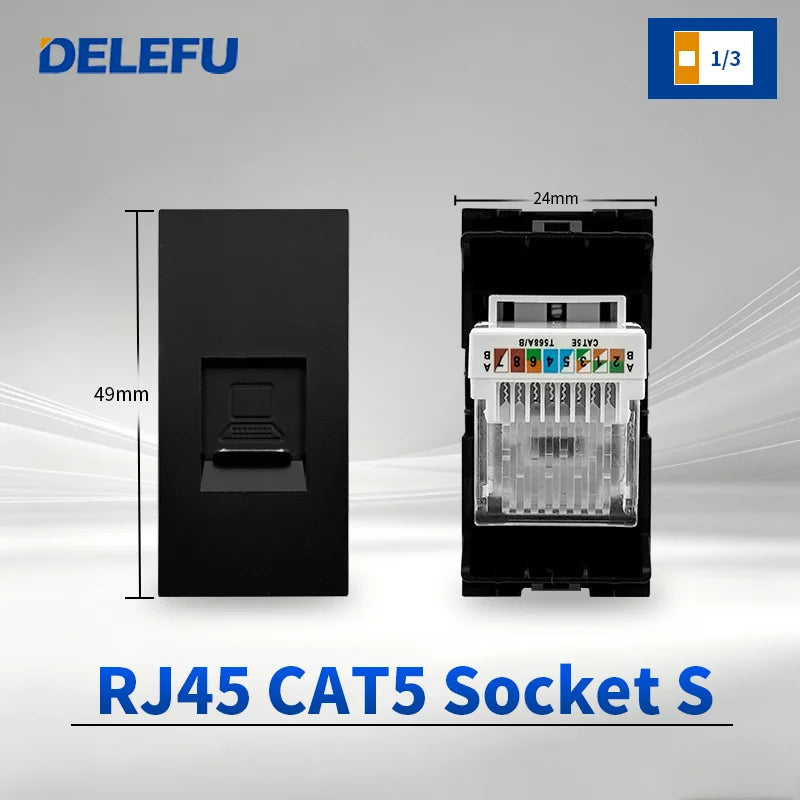 DELEFU Modulo Presa Combinabile Tipo-C Brasile - Uso Domestico - Nero - Assemblaggio Fai-da-te - Presa con Interruttore per Ricarica Rapida USB Tipo-C