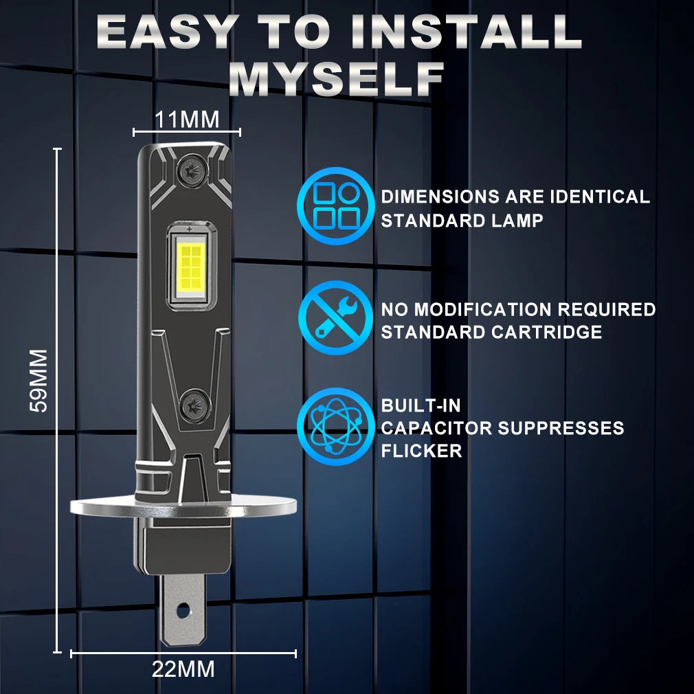 XSTORM H1 Lampadine LED H4 H7 per Fari Auto Canbus Senza Errori 50W 20000LM 6000K Luce Bianca per Abbaglianti e Anabbaglianti 12V 24V