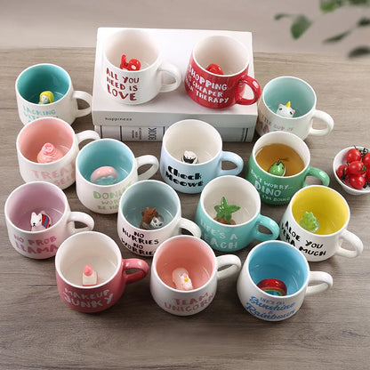 Tazze in ceramica da 400 ml Creativo simpatico cartone animato Stereo Animale Tazze da caffè al latte Coppia tazze di acqua potabile per la casa