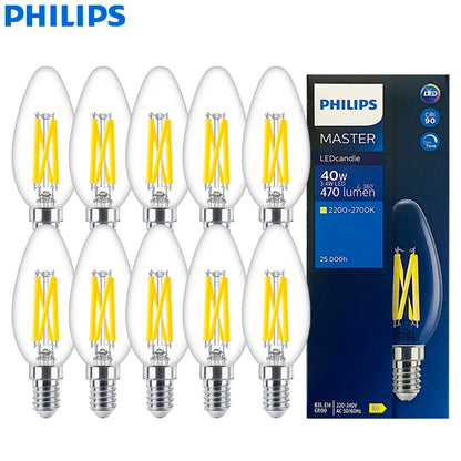 Philips Master LED Candela E14 Lampade a filamento 3,4 W = 40 W) B35 Lampadine trasparenti 220-240 V DimTone Dimmerabile Luce bianca calda per interni