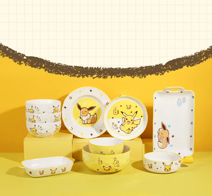 Set di Stoviglie in Ceramica Pokemon SHUNXIANG, Ciotole e Piatti con Motivi Cartoon, Set per Cena, Insalata e Pasta, Adatti al Microonde