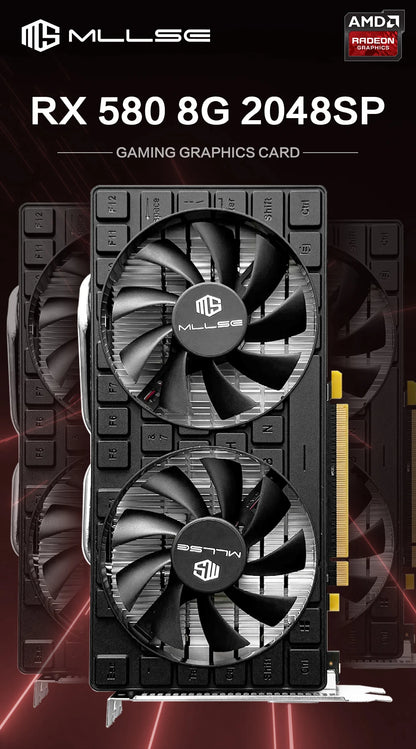 Scheda Video da Gioco MLLSE RX 580 8GB 2048SP GDDR5 256Bit 6Pin PCI Express 3.0 × 16 AMD Radeon GPU RX 580 8G