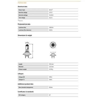 OSRAM 2 pezzi originale H7 12V 55W PX26d faro alogeno per auto standard 3200K lampade abbaglianti e anabbaglianti 64210GE Made in Germany coppia