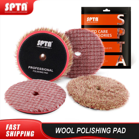 SPTA 1Pc 3 "80mm 5" 125mm 6 "150mm T140 Taglio Pesante Mix Rosso Arancione Lana Lucidatura Auto Vernice Lucidatura Pad Per DA/RO Buffer Lucidatore