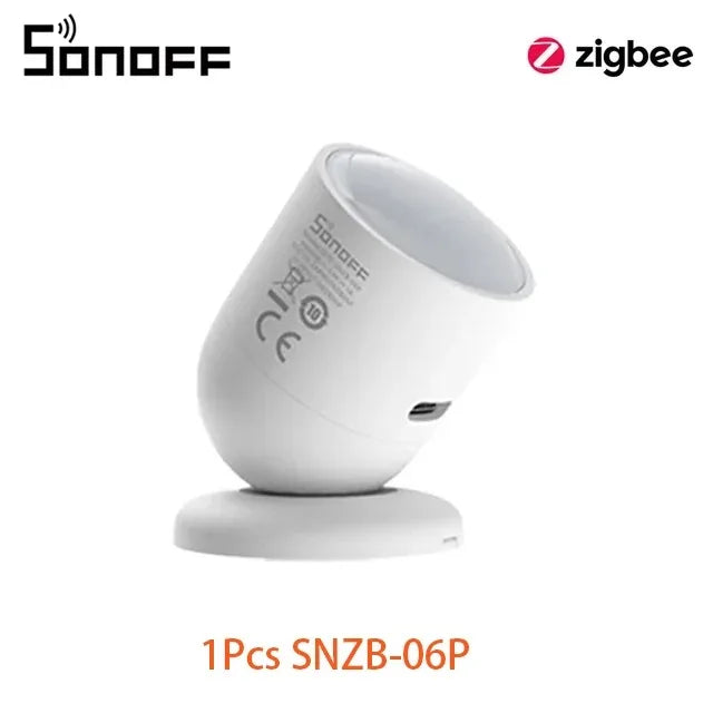 SONOFF SNZB 06P Zigbee Sensore di presenza umana Rilevatore di SNZB-06P Rilevamento della luce di movimento Automazione domestica intelligente Funziona con Alexa Google
