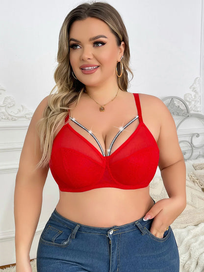 Intimo da donna taglie forti con mezza coppa pull up e design anti-cedimento in tinta unita adatto per donne grassocce XL-XXL HR2488