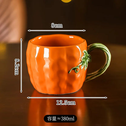 Tazza a Forma di Zucca Carina, Tazze Realistiche a Forma di Zucca, Stoviglie in Porcellana, Utensili per Bere, Tazze da Caffè, Tazze per il Tè Pomeridiano